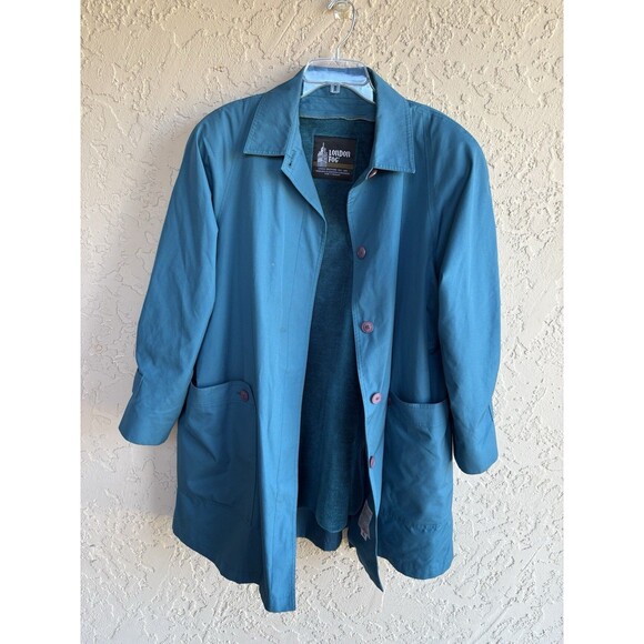 Vintage London Fog Teal Sz 18 Weather Woman Trench Coat Removable Fleece Liner, - Picture 1 of 13